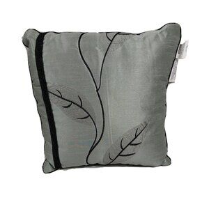 Nanshing Square Throw Pillow Embroidered Black Green Floral Bed Sofa 14" x 14"